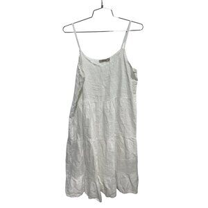 Valentina Naldi Tiered Dress Size Small Beach Cover Scoop Neck Linen Minimalist